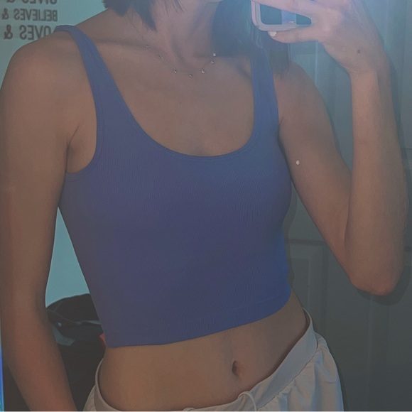 BLUE CROPPED SPORTS BRA TANK - Picture 1 of 3